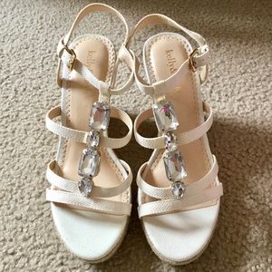 NEW Wedge Sandals Jewel Embellished Bling , Sz 8